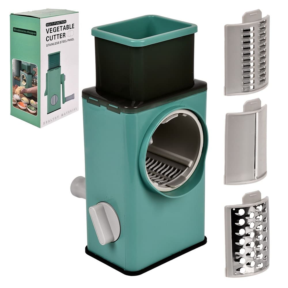 Механічна терка Stenson 3в1 терка слайсер нарізка локшиною 20x12x6см Green (R93075)