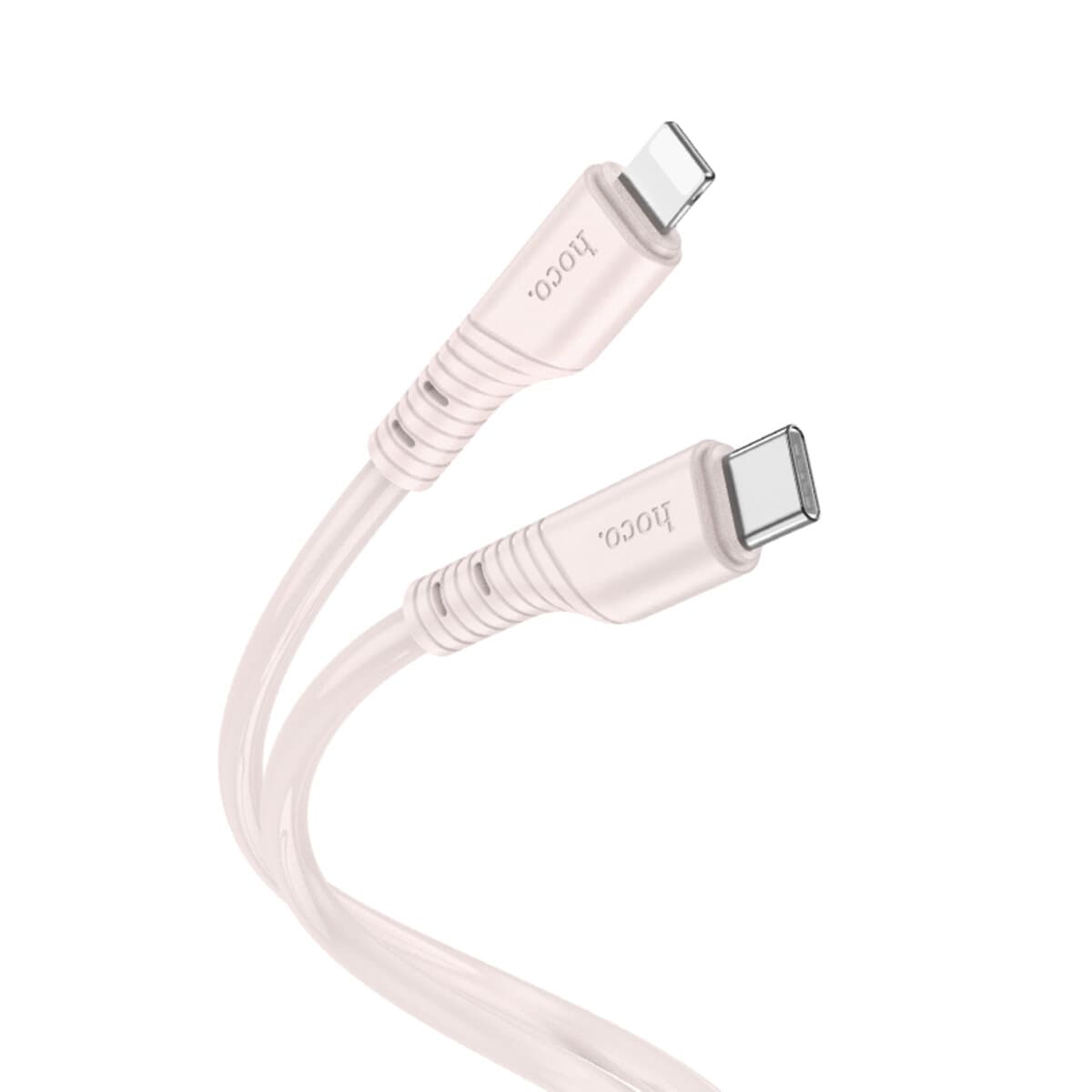 Кабель HOCO X97 Crystal color silicone charging data cable 1m Type-C to Lightning Light Pink