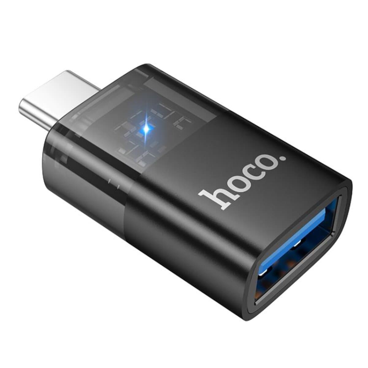 Перехідник HOCO UA36B Type-C male to USB female OTG transparent adapter Black