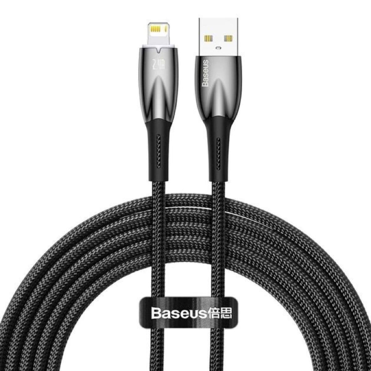 Кабель Baseus Glimmer Series Fast Charging Data Cable USB to Lightning 2.4A 2m Black (CADH000301)