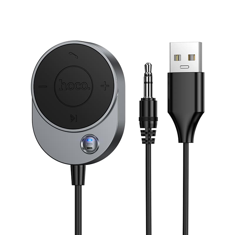 Bluetooth-ресивер трансмітер HOCO E150 Path car AUX BT5.4 receiver with cable USB Metal Grey
