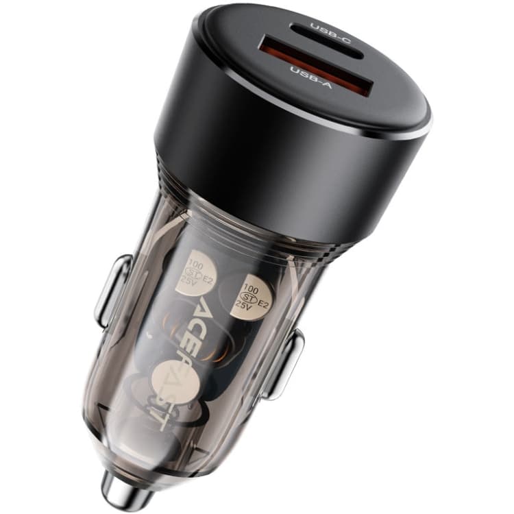 Автомобильное зарядное устройство Acefast B12 60W Type-C + USB 3A Black