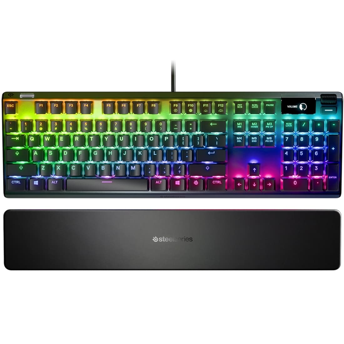 Дротова ігрова механічна клавіатура SteelSeries Apex 7 Blue Switch UA OLED Smart Display RGB USB Black (64774)