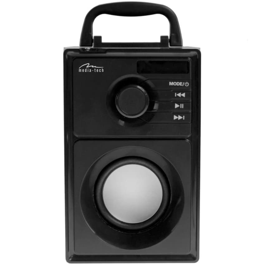 Бездротова портативна колонка Media-Tech 15W 1.0 Bluetooth FM AUX SD USB пульт BOOMBOX срібна мембрана Black (MT3179)