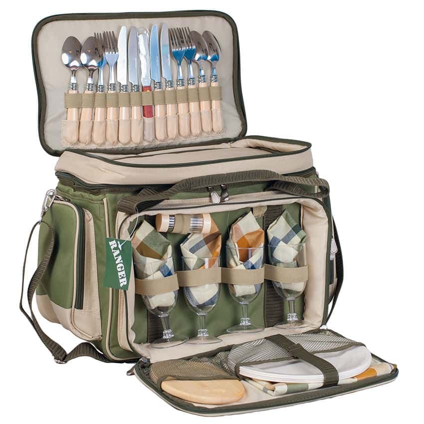 Набір для пікніка в сумці з термовідділом Ranger Rhamper на 4 осіб Green-Beige (RA9901)