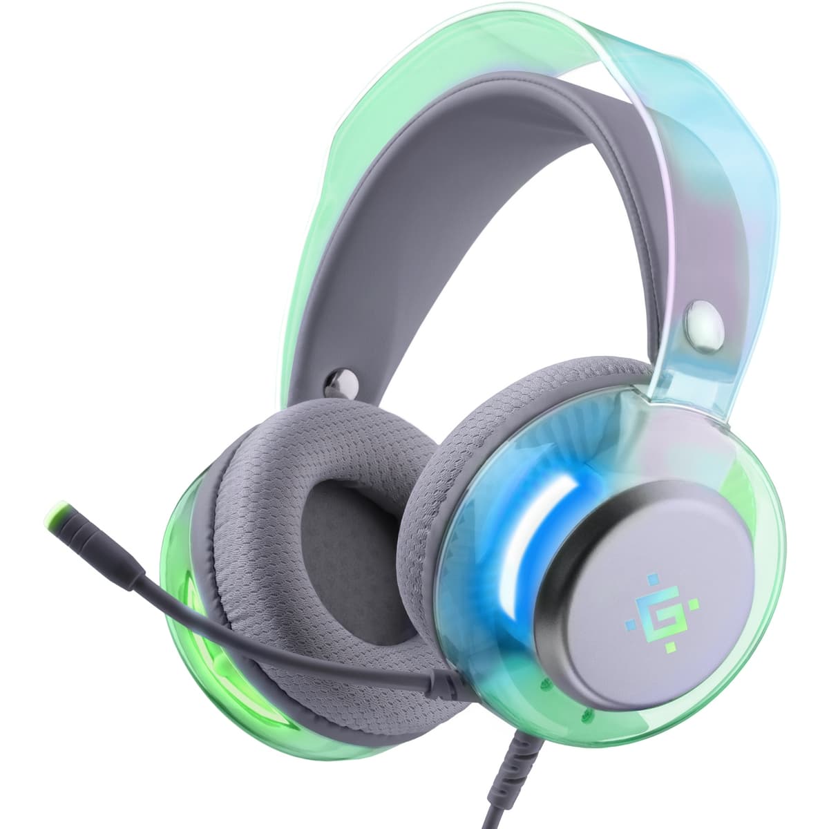 Провідні ігрові навушники Defender Glitch USB RGB 2.1м White (62490)