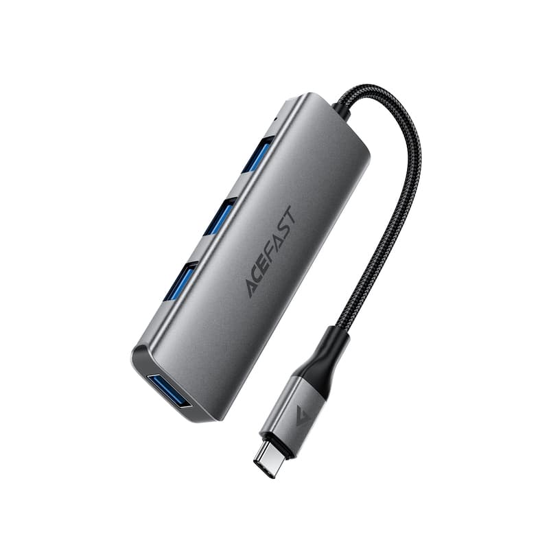 USB-хаб ACEFAST J15 Type-C to 4xUSB 4-in-1 HUB Metal Grey