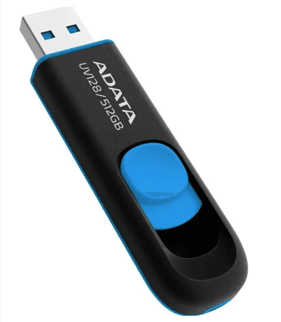Флеш пам'ять флешка A-DATA UV 128 512Gb USB 3.2 Black-Blue (AUV128-512G-RBE)