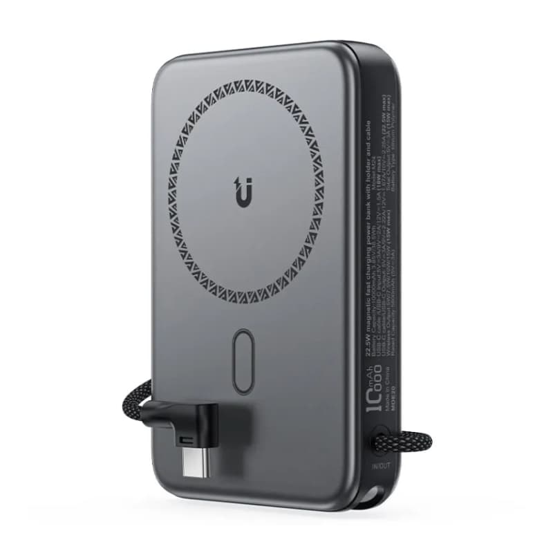 Powerbank павербанк УМБ ACEFAST M24-10000 22.5W magnetic fast charging with holder and cable Metal Grey