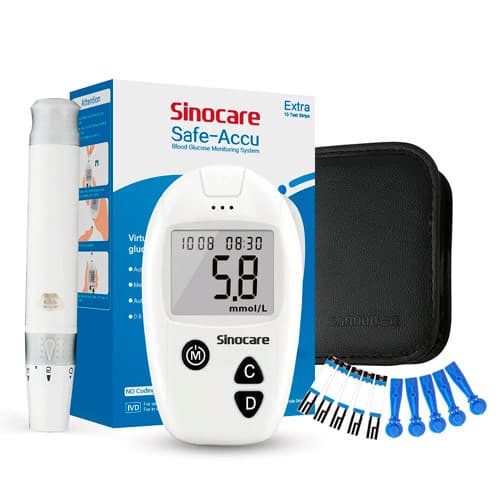 Глюкометр Sinocare GA-3 100 тест-смужок 100 ланцетів і проколювач РК 1.8'' White (677082)