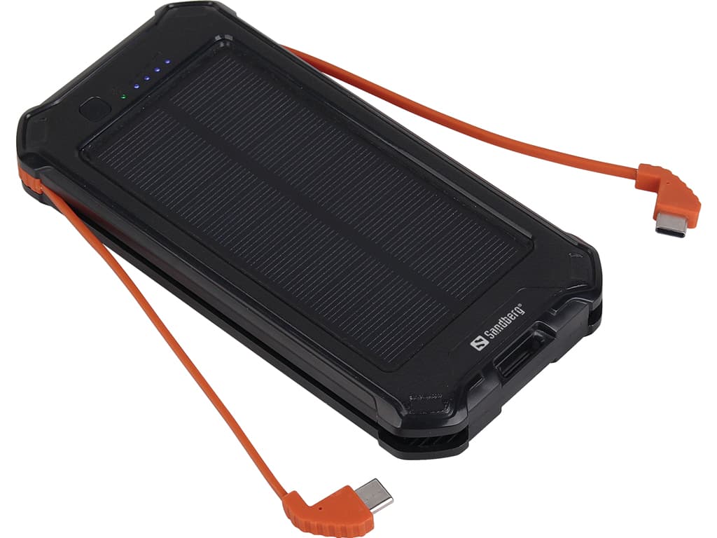 Павербанк powerbank УМБ Sandberg 420-72 3in1 10000 mAh 2.1A USB Type-C/Micro USB OUT LED IP54 сонячна батарея Black