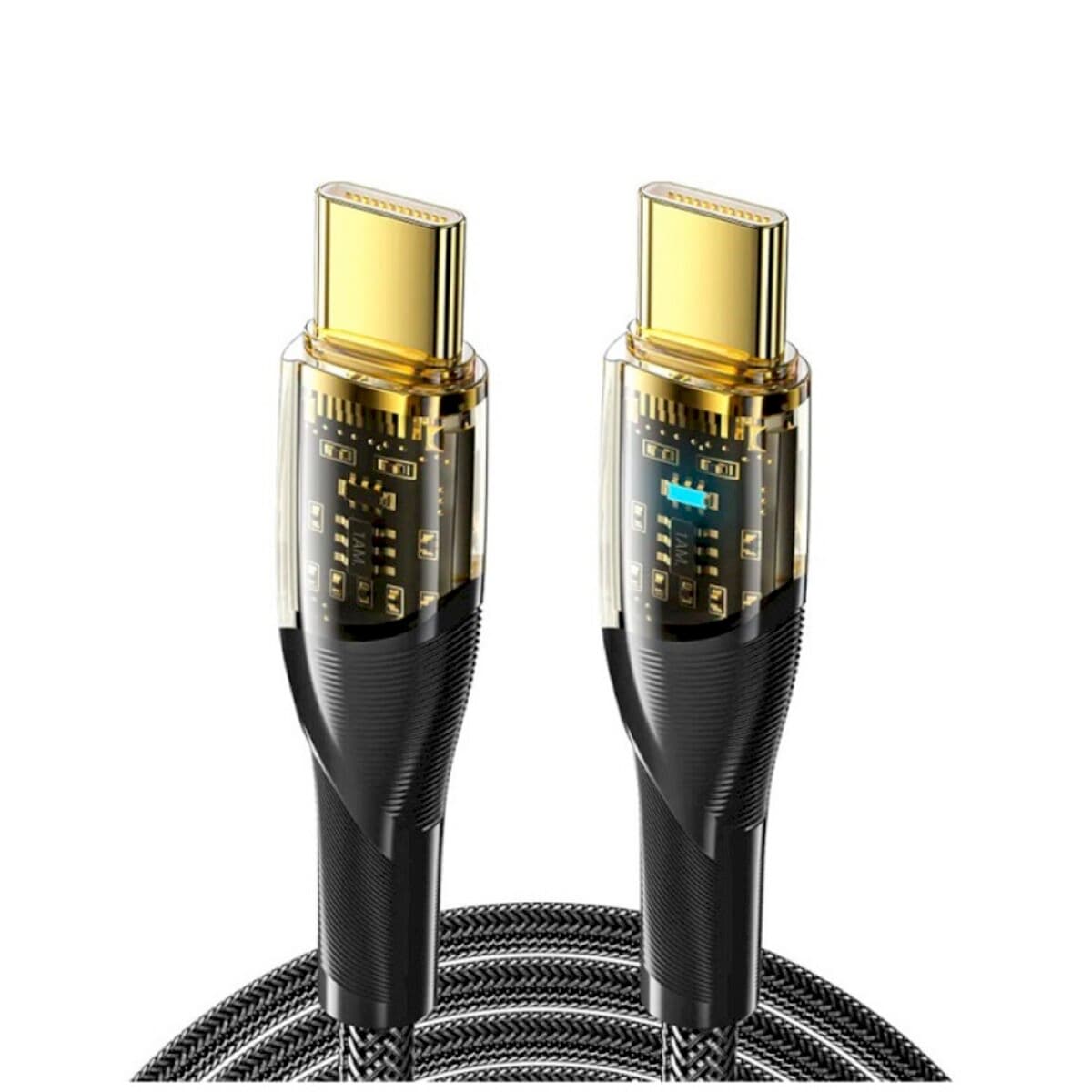 Кабель Essager Interstellar Transparent Design Type-C to Type-C Charging Cable 100W 1m Black (EXCTT1-XJ01-P)