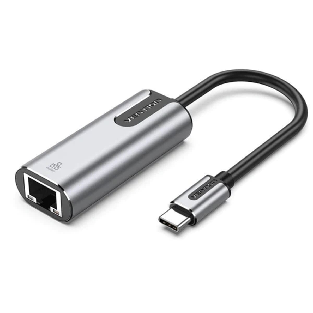 Адаптер перехідник Vention Type-C to RJ-45 Gigabit Ethernet Adapter 0.15m Aluminum Alloy Type Grey (CFNHB)