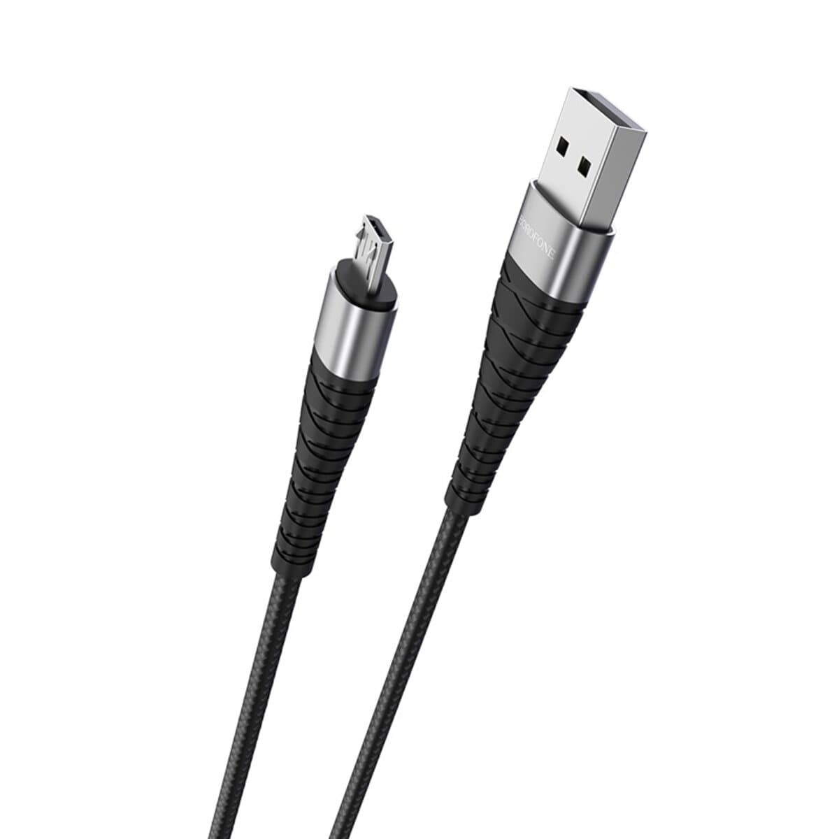 Кабель BOROFONE BX32 USB to MicroUSB 2.4A 1m nylon aluminum+TPE connectors Black (BX32MB)