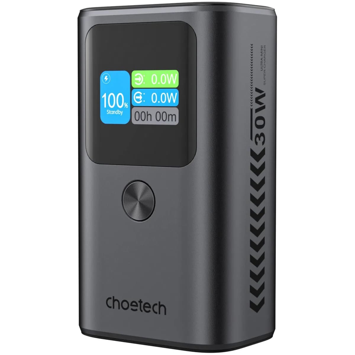 Powerbank павербанк УМБ Choetech 10000mAh 30W PD 2xType-C 1xUSB Color Display Space Grey (B701-CCGY)
