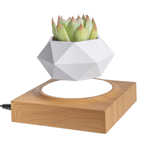Магнітний левітуючий горщик вазон для рослин HCNT Magnetic Levitating Pot M10-FP ABS Wood Grain (SIM10-FP)