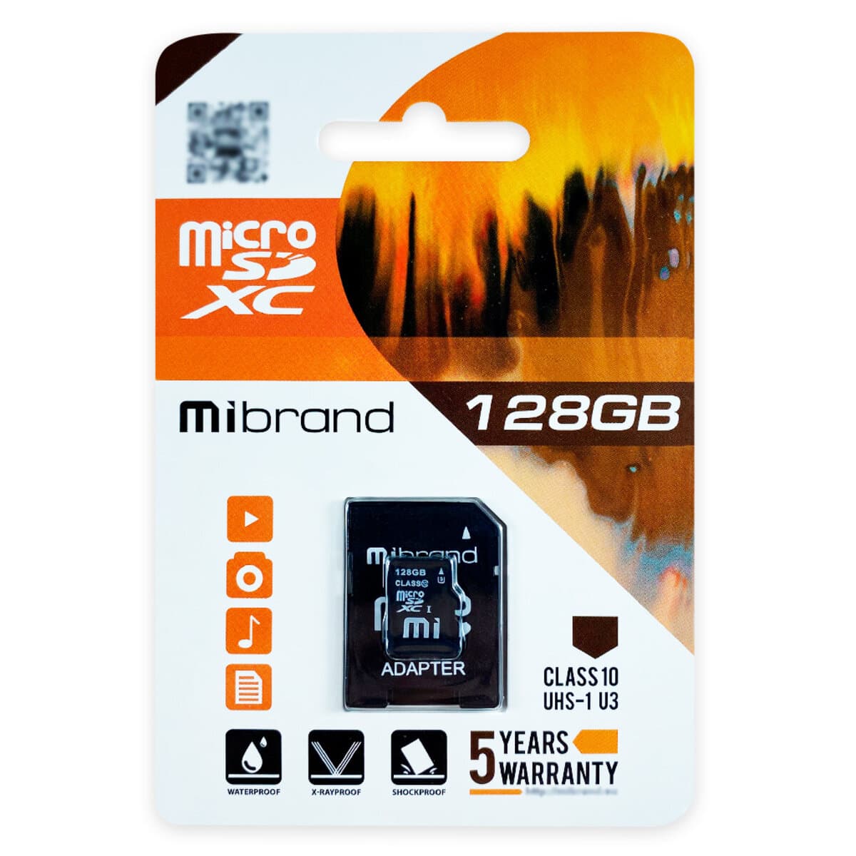 Карта пам'яті Mibrand microSDXC UHS-1 U3 128Gb class 10 adapter SD (MICDHU3/128GB-A)