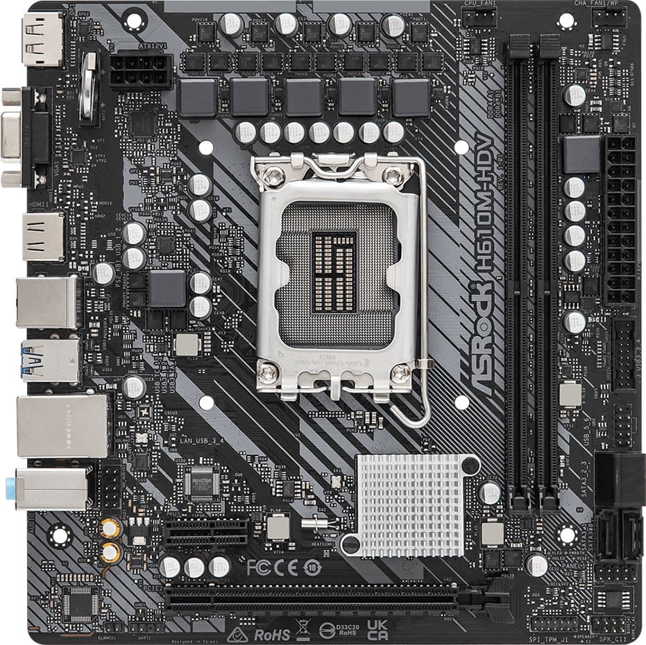 Материнська плата ASRock H610M-HDV 1700/H610 2*DDR4 1xPCIex16 HDMI/DVI/VGA 4xSATAІІІ GLan 7.1ch mATX