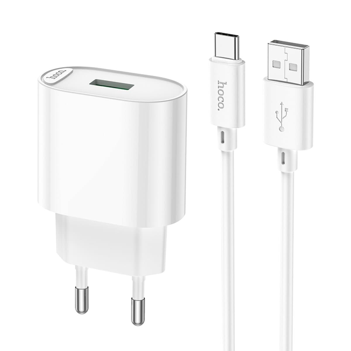 Зарядний пристрій HOCO C109A Fighter single port QC3.0 charger set USB to Type-C cable White