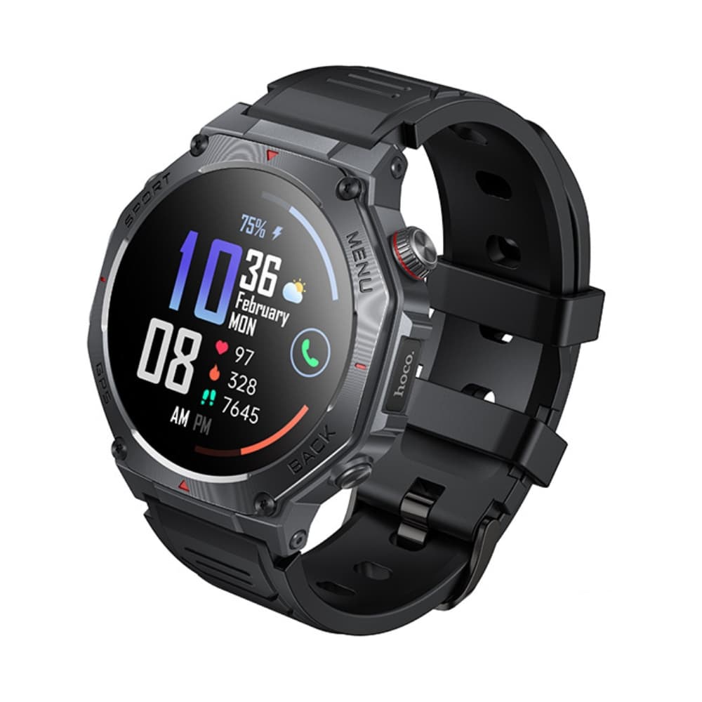 Смарт-часы HOCO Y37 AMOLED 36mm 520mAh BT5.3 1.43'' GPS sports watch call version Black