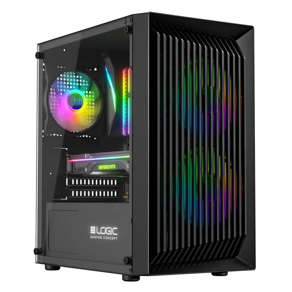 Корпус для комп'ютера LogicConcept ATOS MESH+GLASS ARGB fans 3x120mm без БЖ mATX Black (AM-ATOS-10-0000000-0002)