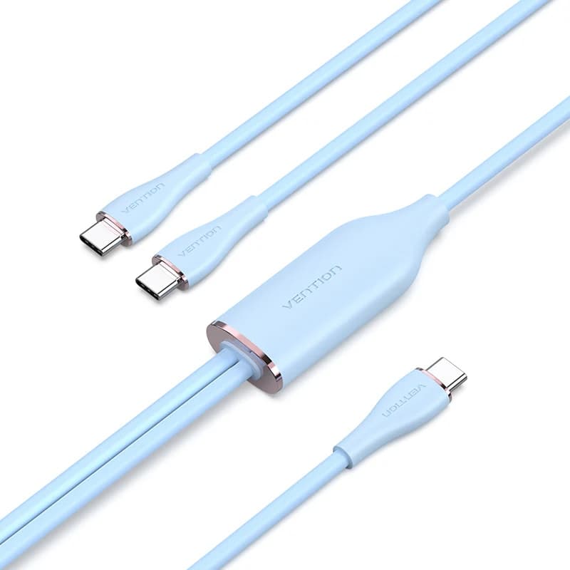 Кабель Vention USB 2.0 AM to 2хType-C M 5A 1.5м Silicone Type Blue (CTMSG)