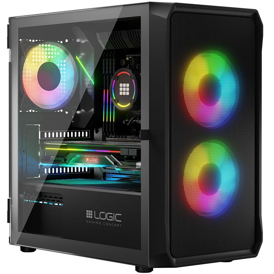Корпус для комп'ютера LogicConcept PORTOS MESH+GLASS ARGB fans 3x120mm без БЖ mATX Black (AM-PORTOS-10-0000000-0002)