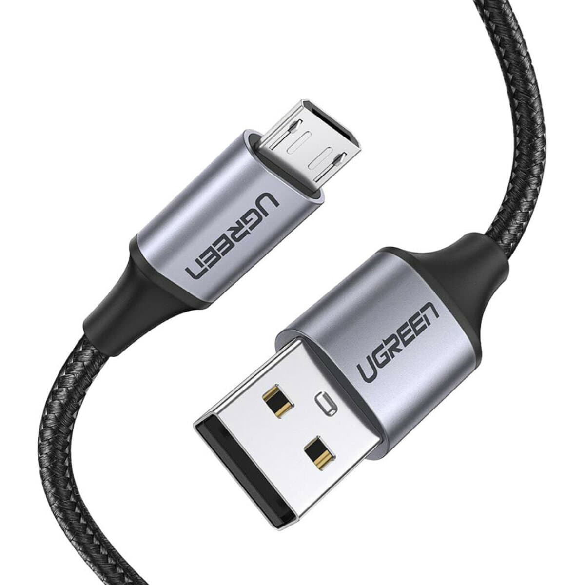 Кабель UGREEN US290 USB 2.0 A Micro USB Cable Nickel Plating Aluminum Braid 2м Black (UGR-60148)