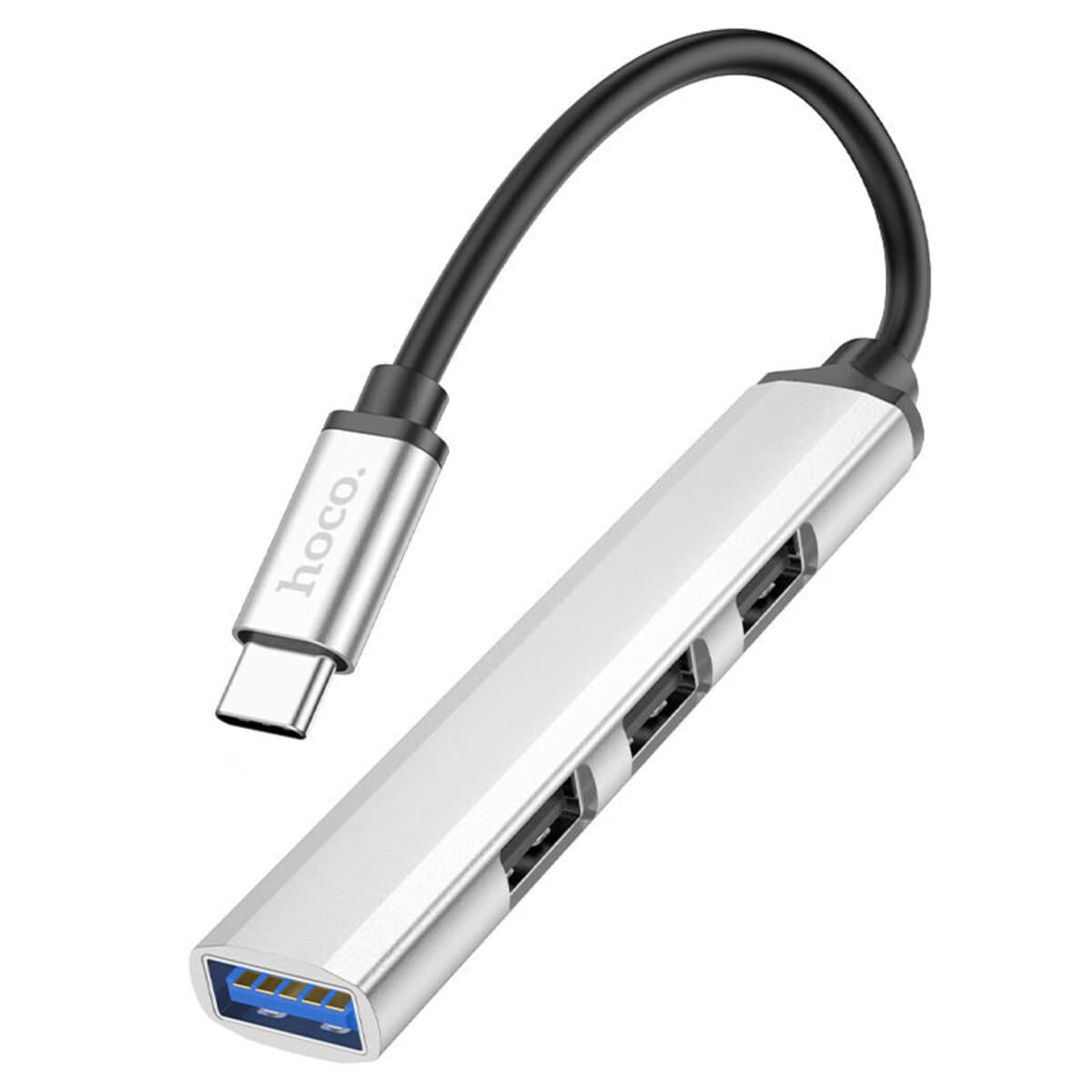 USB-хаб HOCO HB26 4 in 1 adapter Type-C to USB3.0+USB2.0x3 Silver