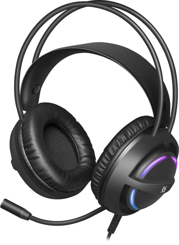 Провідні ігрові навушники гарнітура Defender Dexter LED RGB USB jack 3.5 Black