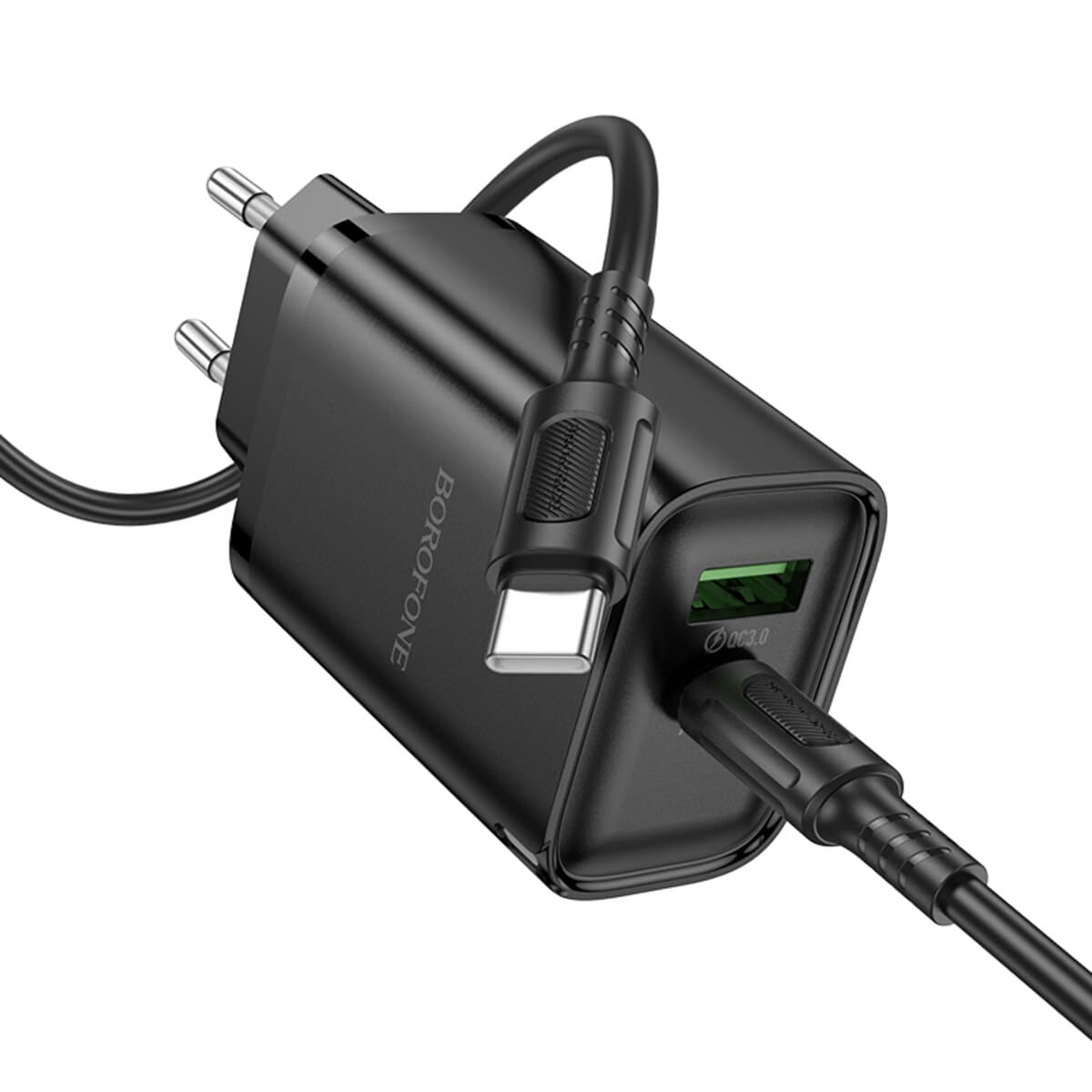 Зарядное устройство с кабелем BOROFONE BA87A Flare star PD65W+QC3.0 charger set Type-C to Type-C Black