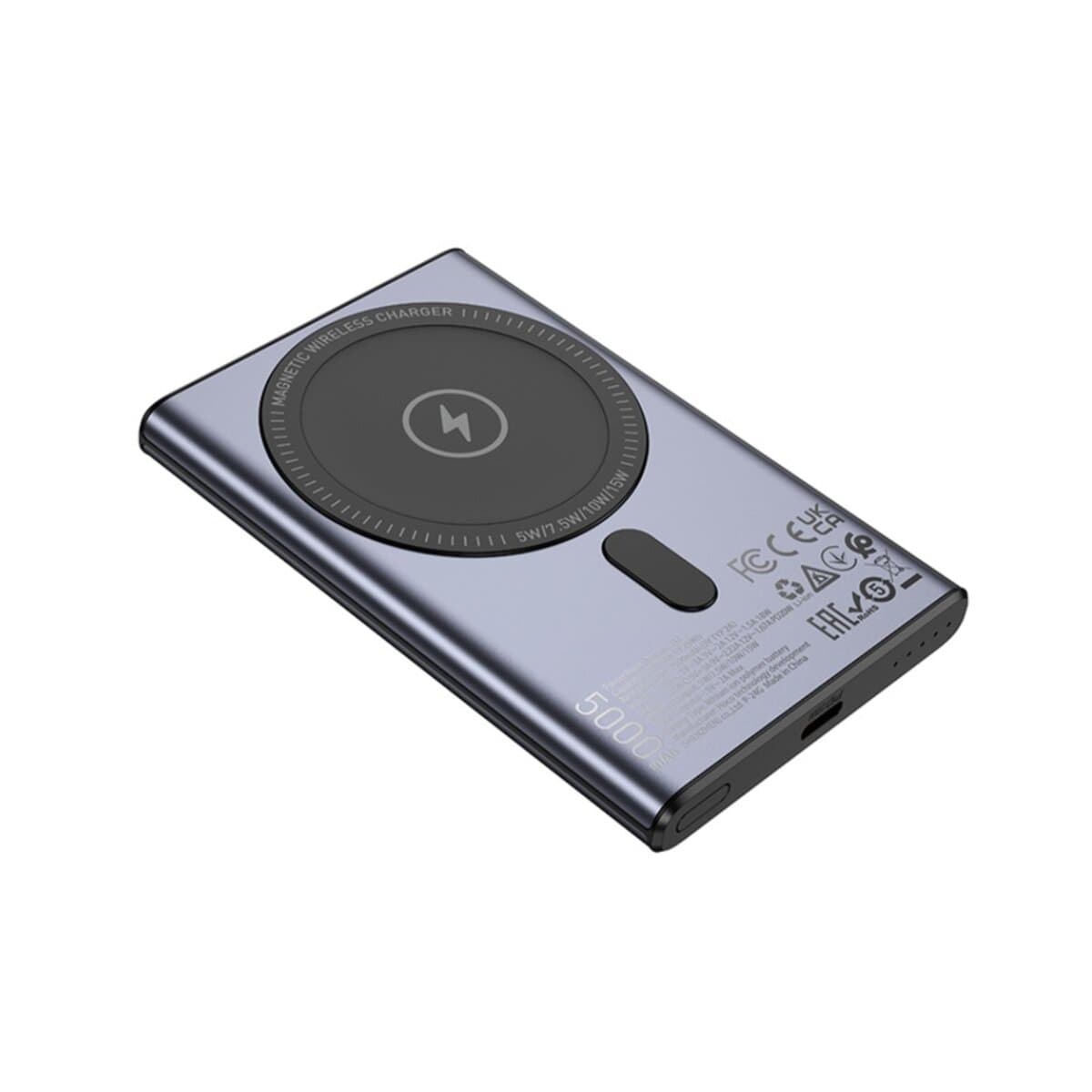 Powerbank павербанк УМБ HOCO Q32 Bird PD20W wireless magnetic 5000mAh Li-Pol Metal Grey
