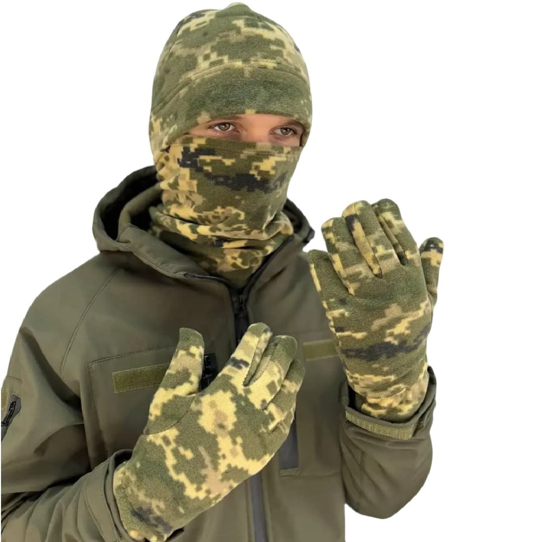 Зимовий флісовий комплект (шапка, бафф, рукавички) Ranger RA8958 55-57 Pixel