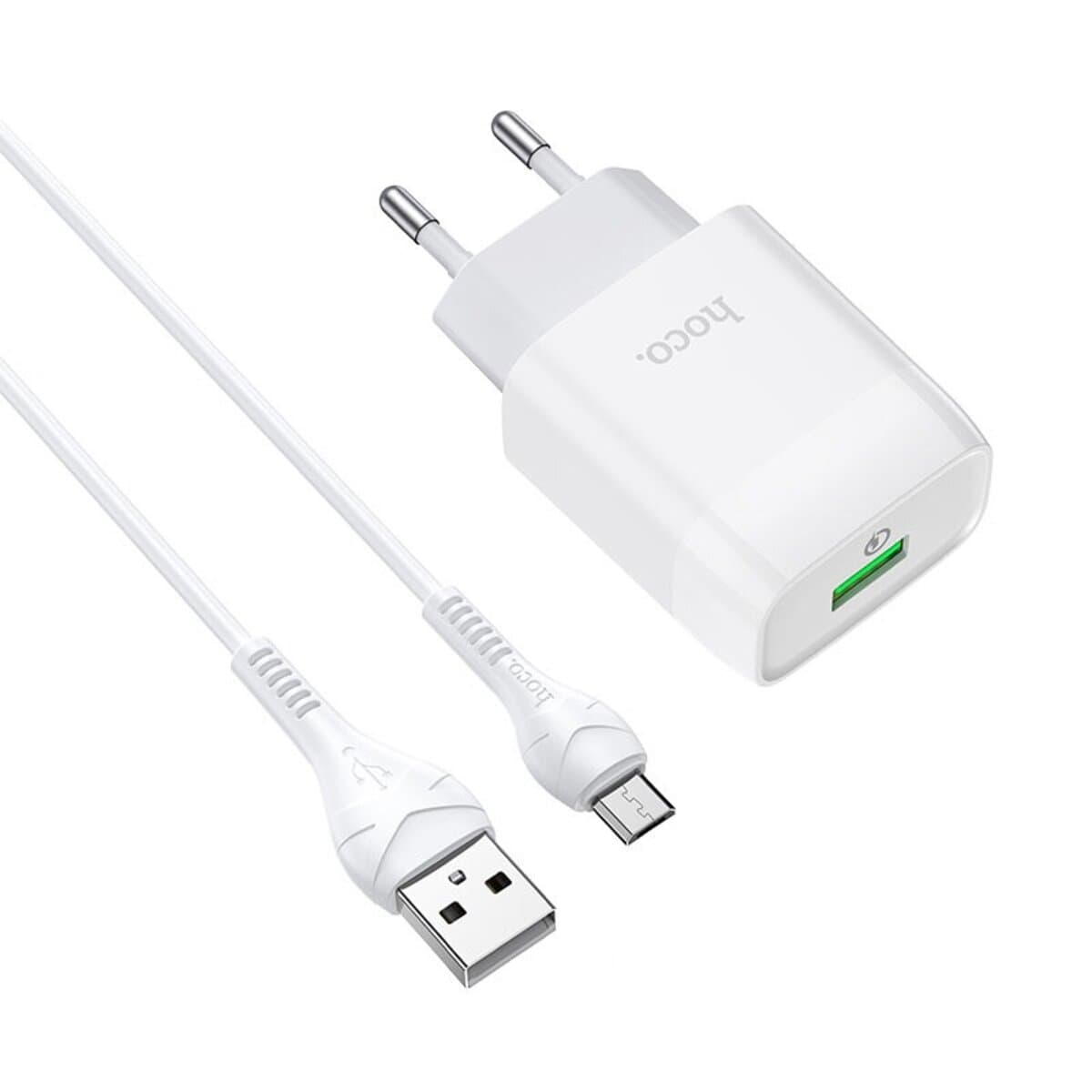 Зарядний пристрій HOCO C72Q Glorious single port QC3.0 charger set USB to Micro-USB cable White