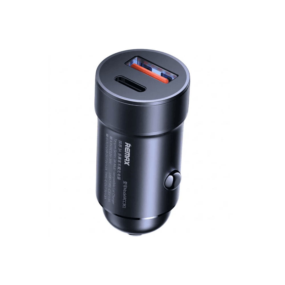 Автомобільний зарядний пристрій REMAX Tangee Series RCC361 3A 1xUSB+1xType-C Multi-compatible Car Charger Black