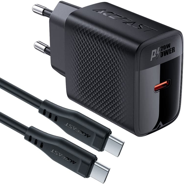Зарядное устройство Acefast A82 1xType-C 20W + Type-C to Type-C cable Fast Charger Black