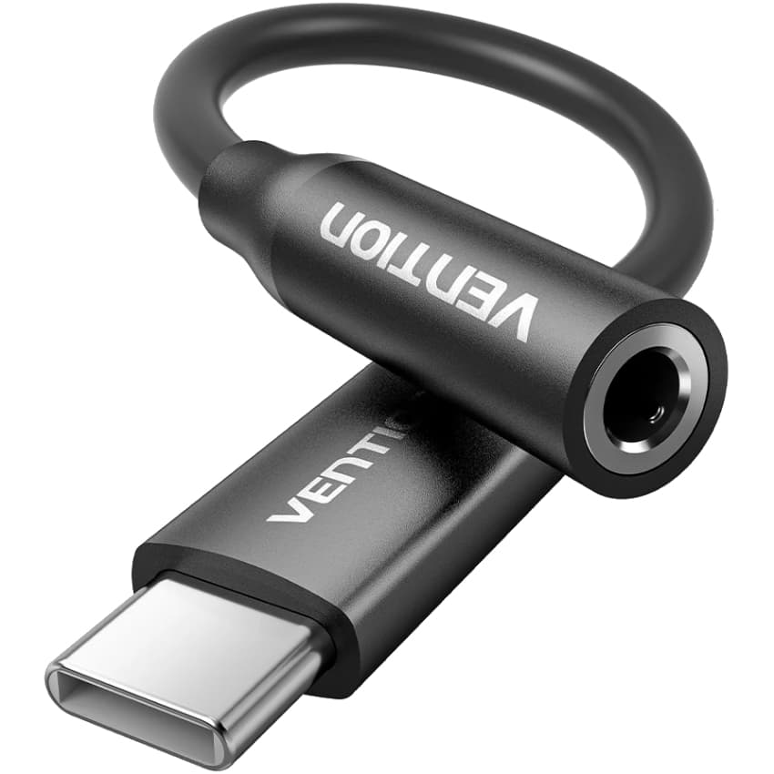 Аудио переходник Vention Type-C to jack 3.5мм Aluminum Alloy Black (BIIBA)