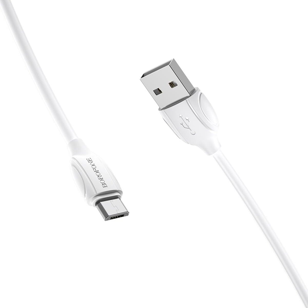 Кабель BOROFONE BX19 USB to MicroUSB 2.4A 1m PVC TPE connectors White (BX19MW)
