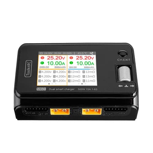 Зарядний пристрій для акумуляторів ToolkitRC M6D 2 канали 500Вт 15А 1-6S Black (749275)