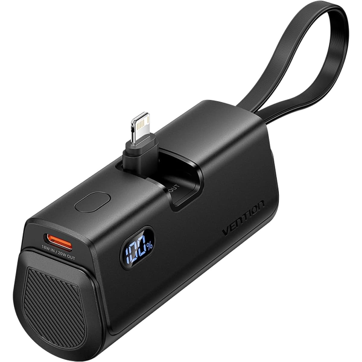 Powerbank павербанк УМБ Vention 4800mAh 22.5W PD Type-C In/Out LED display built-in Lightning cable Black (FHRB0)