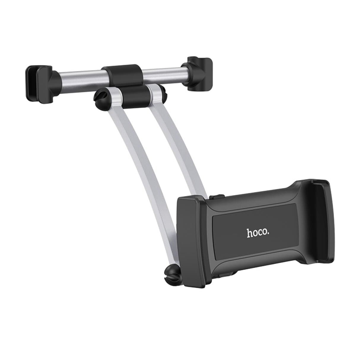 Автомобильный держатель на подголовник HOCO CA62 Handsome aluminum rear pillow in-car holder Silver-Black