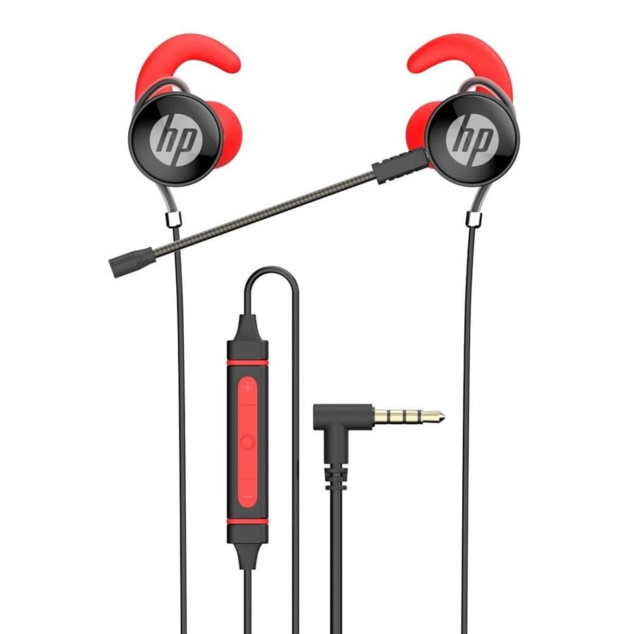 Проводные наушники с микрофоном HP DHE-7004 jack 3.5 Red-Black