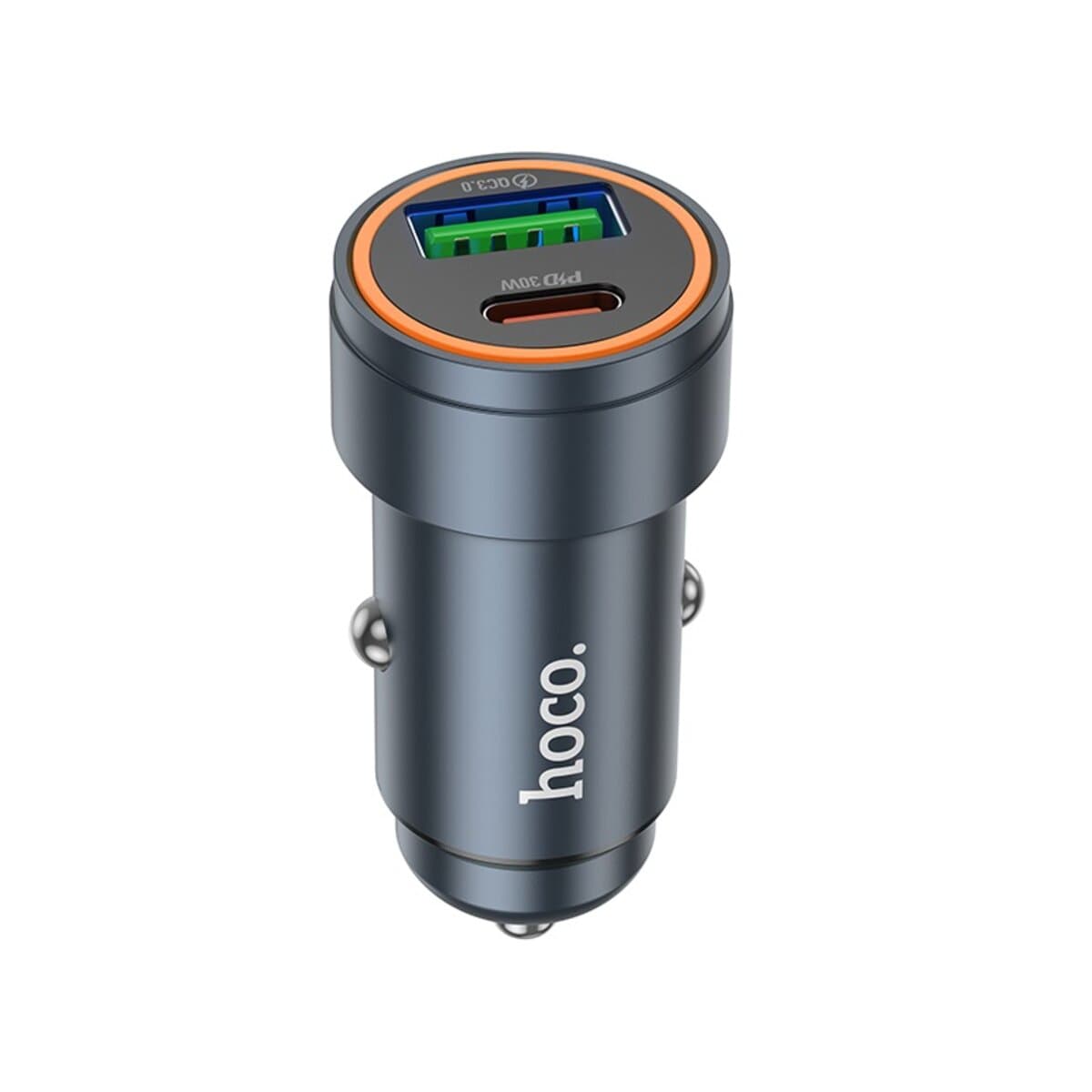 Автомобильное зарядное устройство HOCO Z57A Glorious PD30W+QC3.0 car charger Metal Grey