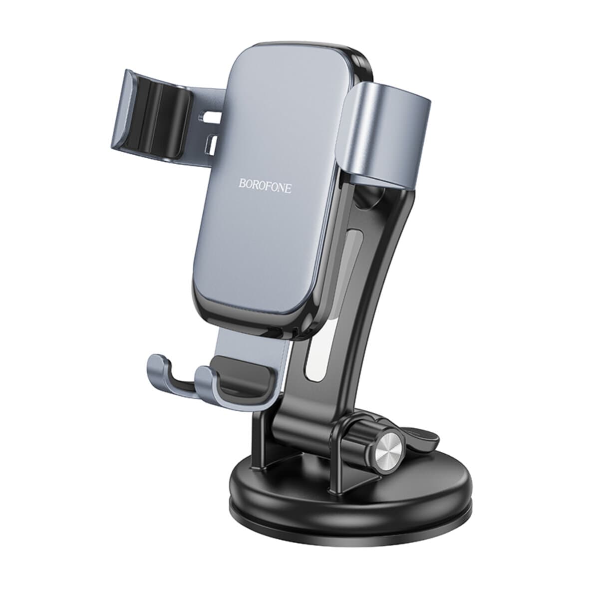 Тримач для телефону автотримач BOROFONE BH95 Warrior gravity car holder center console Black Metal Gray