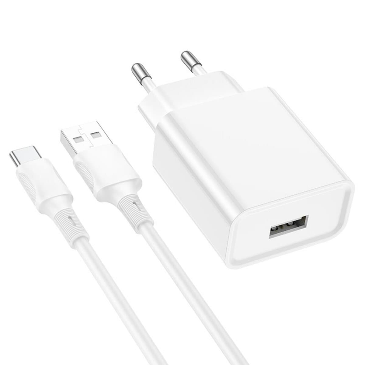 Зарядний пристрій BOROFONE BA74A Aspirer single port charger set USB to Type-C cable White