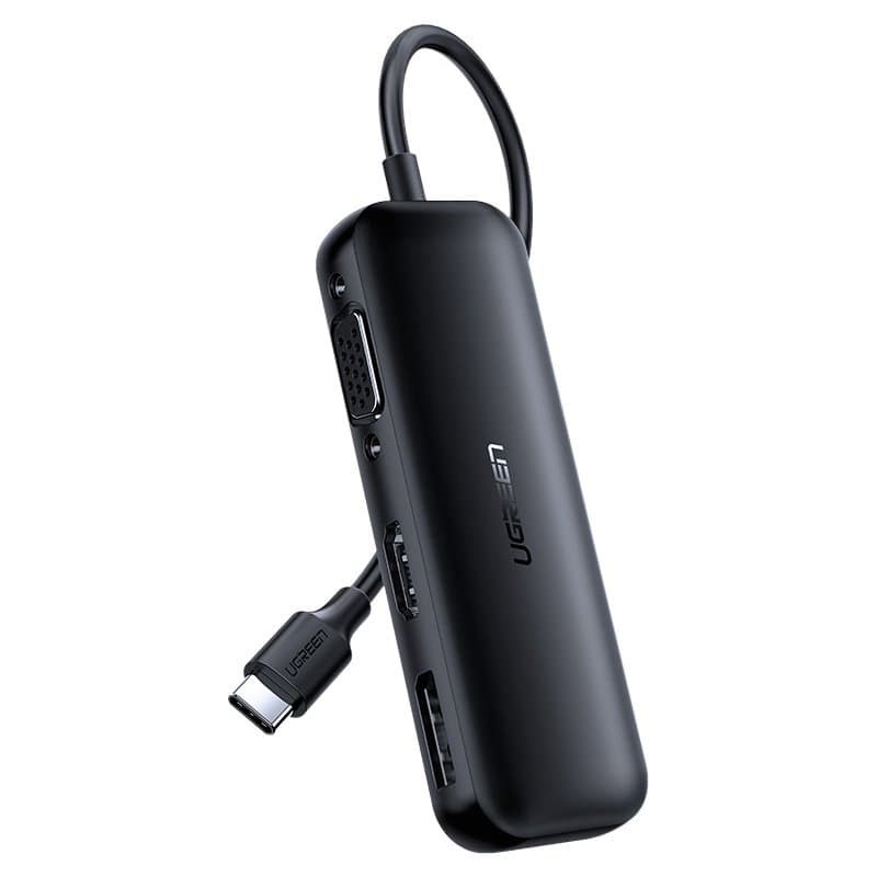 Перехідник конвертер UGREEN CM260 USB 2.0 Type-C - VGA V1.2 HDMI V2.0b DP V1.2a Black (60568)