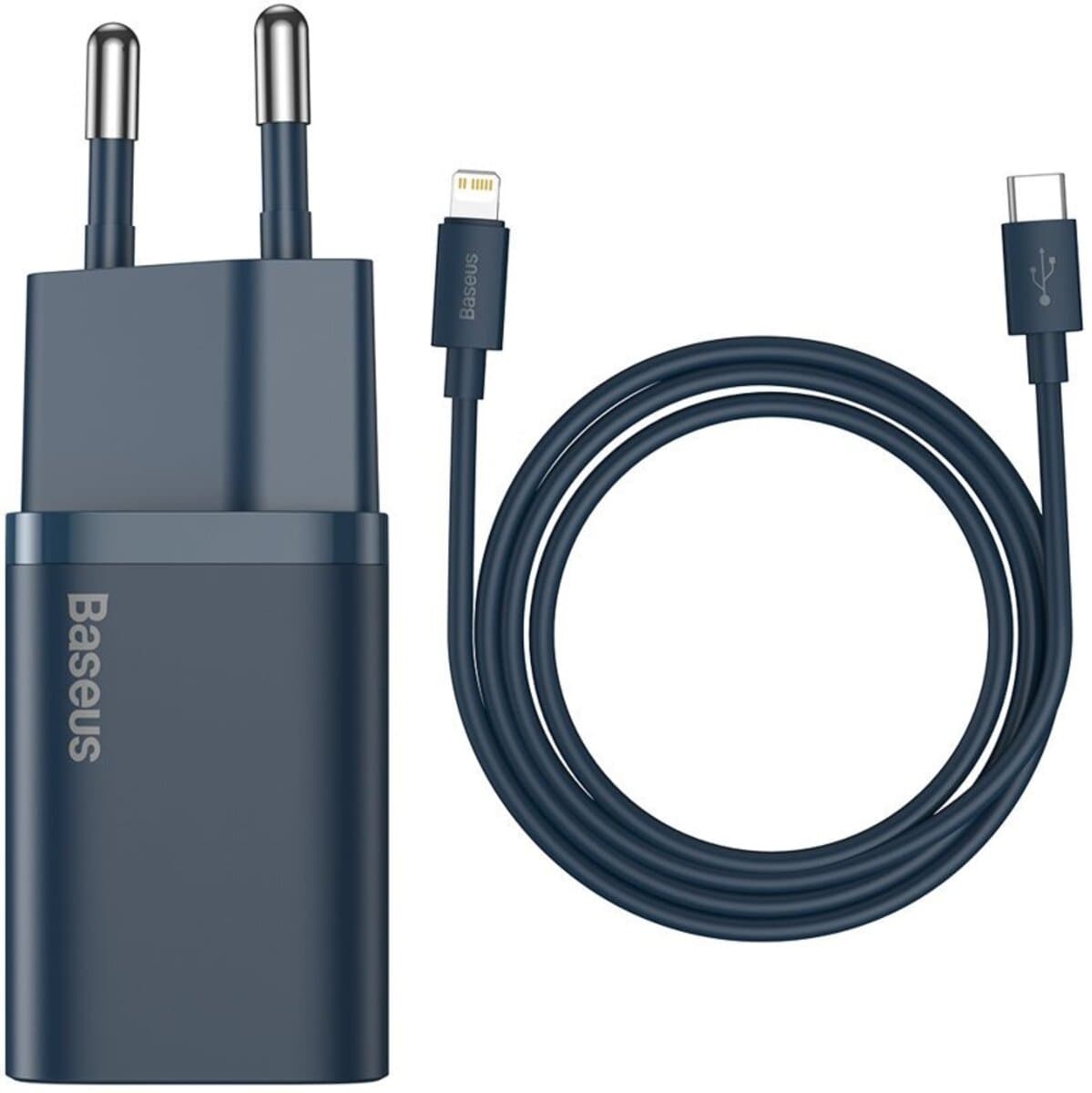 Зарядний пристрій Baseus Super Si 1xType-C 20W With Simple Wisdom Data Cable Type-C to Lightning 1m Blue (TZCCSUP-B03)