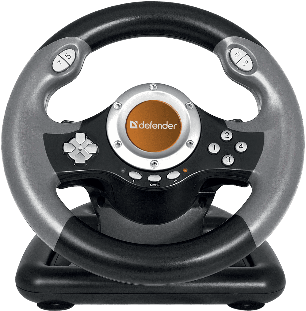 Ігрове кермо для комп'ютера з педалями Defender CHALLENGE MINI USB Black-Grey (64351)