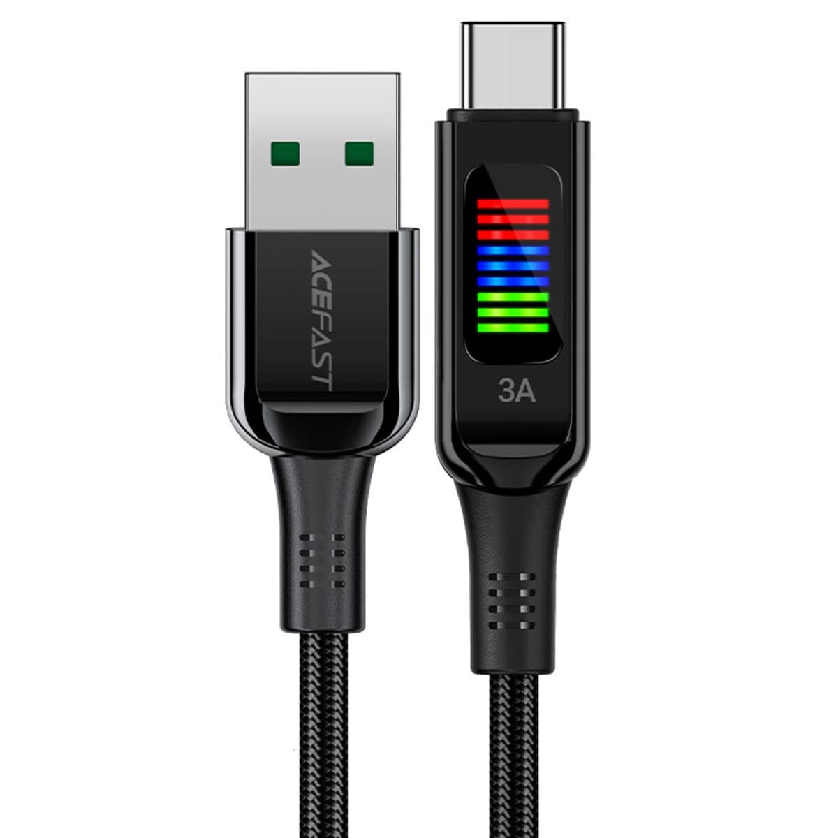 Кабель ACEFAST C7-04 USB to Type-C 3A 1.2m nylon zinc connectors LED Black