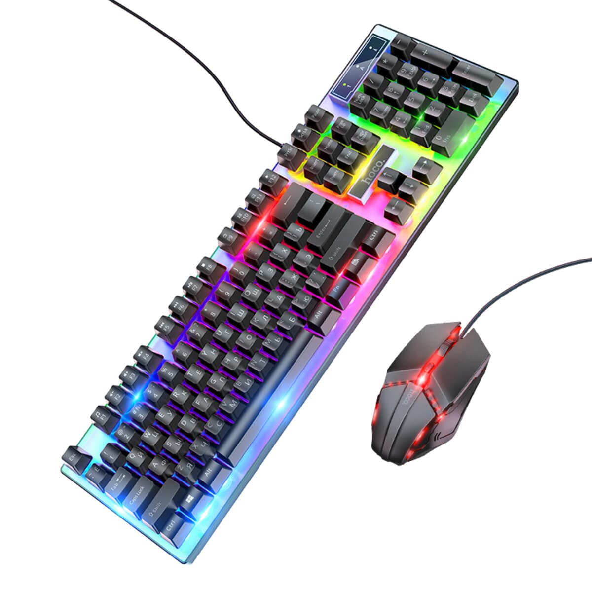 Комплект провідної мишки та клавіатури HOCO GM18 Luminous gaming keyboard and mouse set USB RGB Black